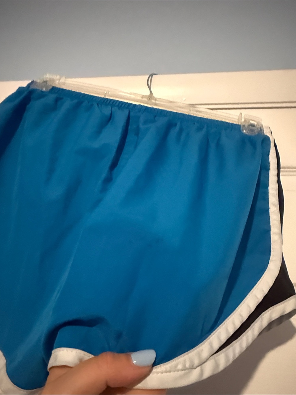 Nike Women's Blue Athletic Shorts with Black and White Accents - Picture 7 of 7